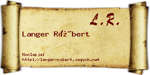 Langer Róbert névjegykártya