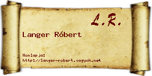 Langer Róbert névjegykártya